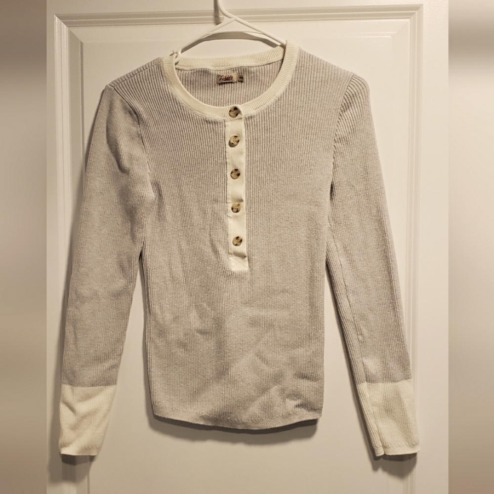 Faherty Shirt Top Ribbed Sweater Medium